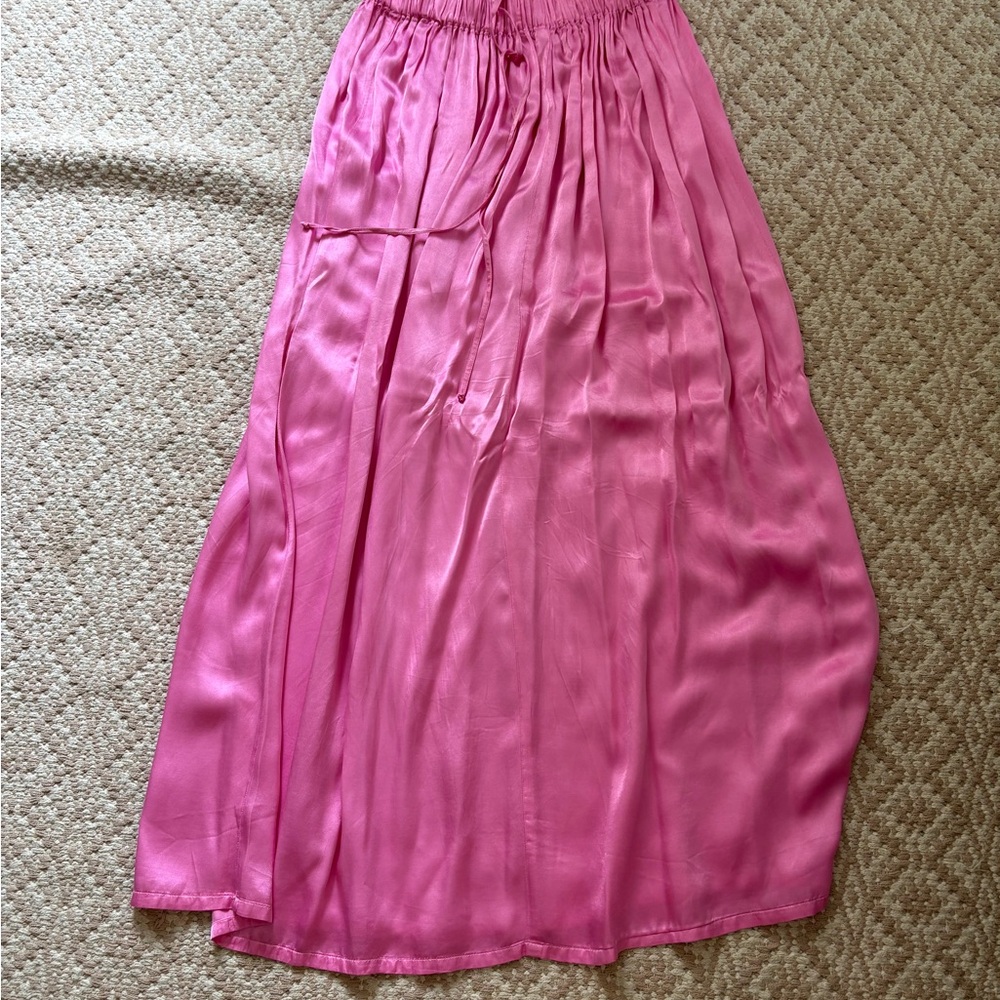 Pink Pleated Maxi Skirt for Cocktail Events